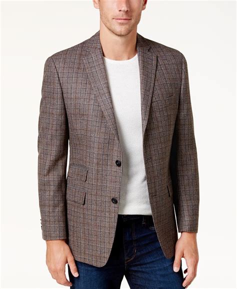 michael kors men's classic fit brown plaid sport coat|Michael Kors classic fit topcoat.